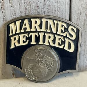 Bergamot Marines Retired Belt Buckle 2002‎ Military Patriotic Semper Fi Emblem